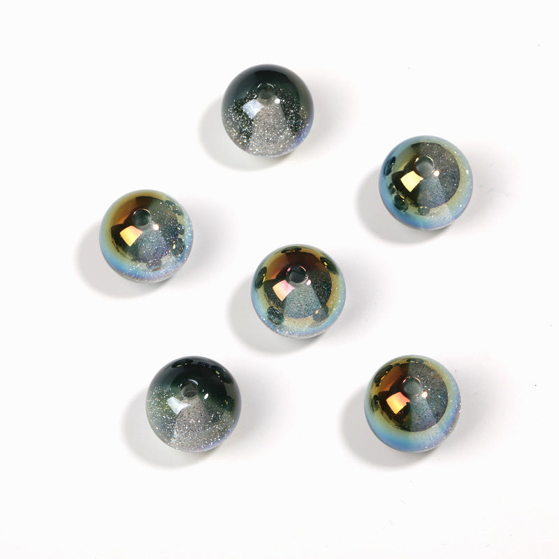 Wholesale 100pcs 20mm two-color starry cat's eye beads UV plated resin round beads diy mobile phone chain keychain beads loose beads